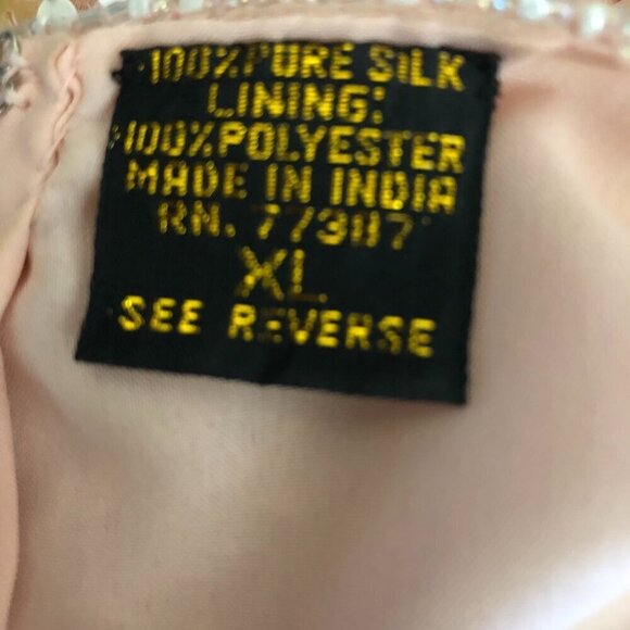 Vintage Beaded Sequined Pink Silk Blouse XL - Picture 8 of 14